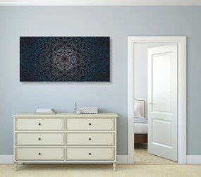 Stampa su tela – Mandala ornamentale su sfondo nero