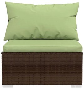 Set Divani da Giardino 12 pz con Cuscini in Polyrattan Marrone