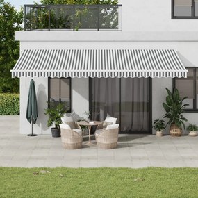Tenda Da Sole Retrattile Manuale Antracite E Bianco 600x300 Cm /