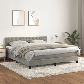 Giroletto A Molle Con Materasso Grigio Chiaro 160x200cm Velluto /