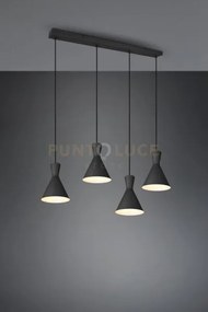 Enzo sospensione barra 4 doppi coni metallo nero l. 90cm 4 luci att...
