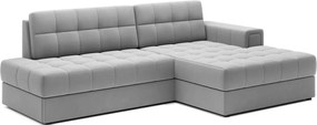 Divano angolare grigio allungabile (con penisola a destra/con chaise lounge) con rivestimento in velluto Blezalt – ELTAP
