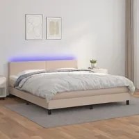 Giroletto Molle Materasso e LED Cappuccino 180x200cm Similpelle 3134122