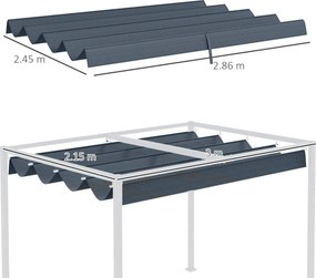 Telo di Ricambio per Pergola da Giardino 286x245 cm in Poliestere Grigio Scuro...