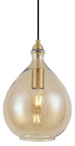 Lampada a sospensione moderna oro con vetro ambrato - Traditional