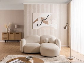 Divano angolare marrone chiaro (con penisola a destra/con chaise lounge) con rivestimento in bouclé Orbit – Ropez