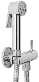 Set bidet incasso cromato con pulsante shut-off e supporto con rubinetto