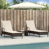 Lettini Prendisole 2 pz con Cuscini Marrone in Polyrattan 3261435