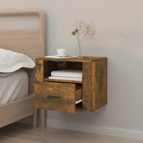 Comodino a muro rovere fumo 50x36x40 cm