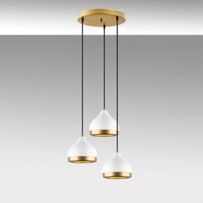 Lampadario a sospensione con cavo YILDO 3xE27/40W/230V bianco/oro