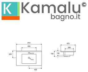 Kamalu - lavabo da incasso 81cm per mobile | litos-k7080