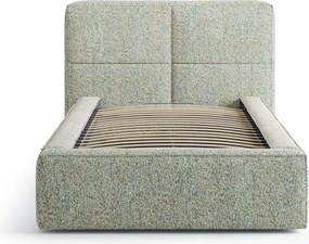 Letto singolo imbottito verde con contenitore con rete inclusa 90x200 cm Darren – Micadoni