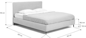 Letto matrimoniale imbottito blu con rete inclusa 160x200 cm Noira Slim – Bonami Selection