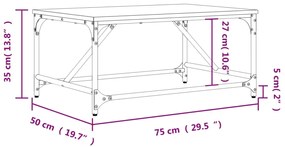Tavolino da Salotto Grigio Sonoma 75x50x35 cm Legno Multistrato