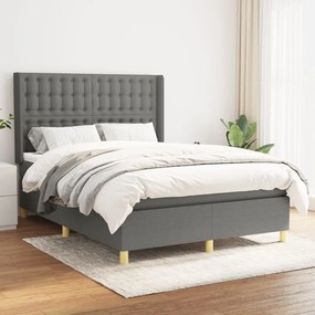 Giroletto A Molle Con Materasso Grigio Scuro 140x190 Cm Tessuto /