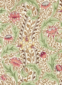 Morris & Co Carta da parati Wild Tulip & Vine - Rose/ Linen