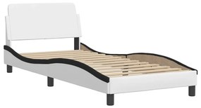 Letto con materasso nero e bianco 90x200 cm in similpelle