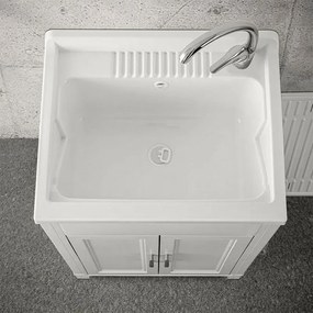 Mobile lavatoio 60x50 da esterno con vasca in resina e strofinatoio
