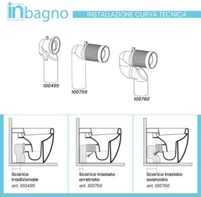 Wc filomuro Rimless Mirto con scarico traslato a pavimento o a parete