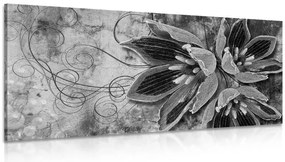 Quadro su tela – Fiori con perle in bianco e nero
