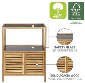 Mobile per bagno nero/di colore naturale in acacia massiccia basso 67,5x86 cm Fondi – Wenko