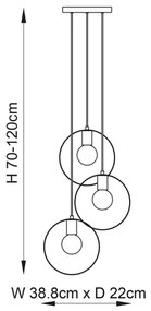 Endon 81922 - Lampadario a sospensione HOOP su cavo 3xE27/40W/230V dorato/ramato/cromo satinato