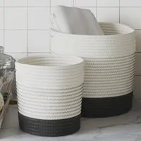 Cestini Portaoggetti 2pz Bianco e Nero in Cotone 358478