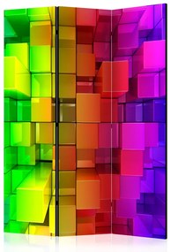 Paravento design Puzzle colorato (3 parti) - blocchi geometrici multicolori