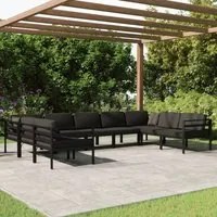 Set Divani da Giardino 9 pz con Cuscini in Alluminio Antracite 3107814