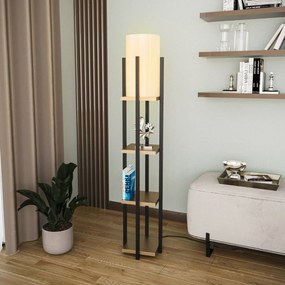Opviq Lampada da terra 8115, nero/oro/bianco, metallo/tela, altezza 130 cm