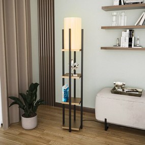 Opviq Lampada da terra 8115, nero/oro/bianco, metallo/tela, altezza 130cm