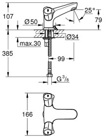 GROHE 21100001 - Miscelatore lavabo COSTA L DN 15, cromo lucido