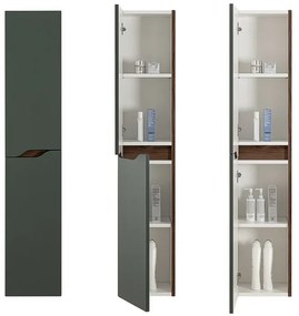 Colonna bagno sospesa 30x150 verde Maiori/Minori con ripiani interni