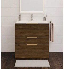Mobile sottolavabo e lavabo Neo per vasca centrale rovere noce L 60 x H 84 x P 48 cm 3 cassetti