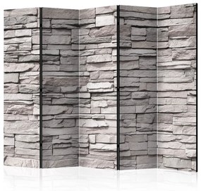 Paravento design Eleganza in Pietra II - texture grigia di mattoni di pietra su muro