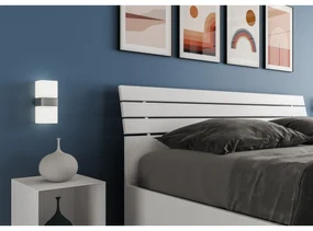 Letto contenitore 160x190 testata inclinata con doghe bianco frassino Ankel