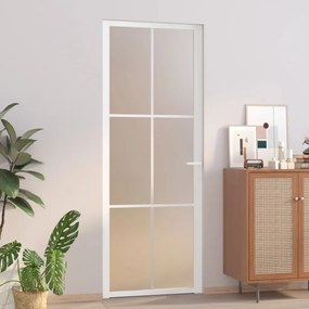 Porta Interna 76x201,5 Cm Bianco Opaco Vetro E Alluminio /