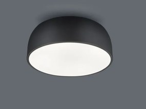 Plafoniera tonda metallo nero con diffusore satinato  baron 609800432