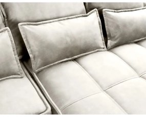 Divano angolare beige allungabile/con contenitore (con penisola a destra/con chaise lounge) e rivestimento in velluto Campo – ELTAP