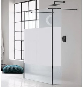 Box doccia walk-in Wens, vetro serigrafato 6 mm, H 200 cm, profilo nero