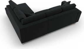 Divano angolare nero allungabile e con contenitore (con penisola a destra/a L) con rivestimento in velluto Kyoto – Cosmopolitan Design