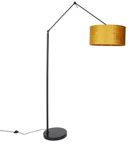 Lampada da terra moderna nera con paralume dorato 50 cm - Editor