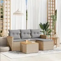 Set Divano da Giardino 5 pz con Cuscini Beige Misto Polyrattan 3225912