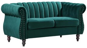 Divano Chesterfield 2 posti in Velluto Verde smeraldo - TRUMBO