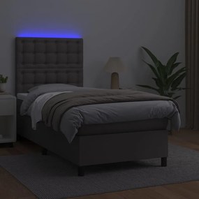 Giroletto molle con materasso e led grigio 90x190cm similpelle