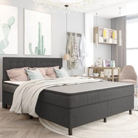 Letto A Molle Grigio Scuro İn Tessuto 180x200 Cm /