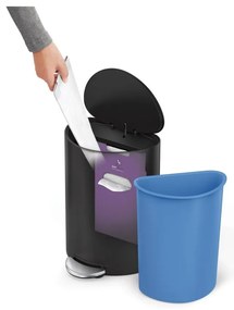 Cestino in metallo nero opaco con pedale 6 L - simplehuman