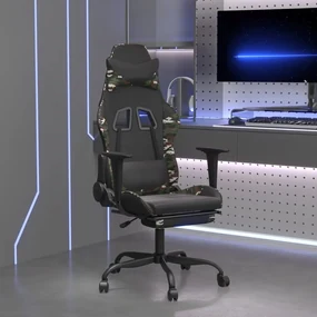 Sedia da gaming con poggiapiedi nero e mimetico in similpelle