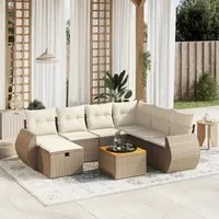 Set Divano da Giardino 8 pz con Cuscini Beige in Polyrattan 3265076