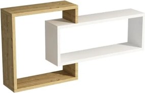 Mensola Sospesa 2 Vani A Cubo 87x15x44 Dante Bianco E Rovere Chiaro